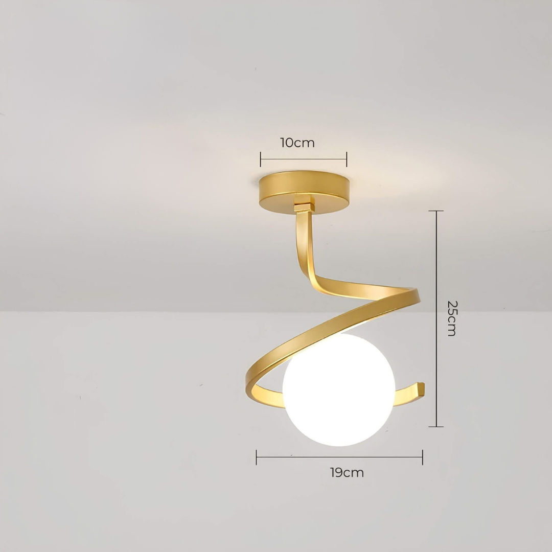 Moderne Messing-Glas-Deckenleuchte mit 1 Licht