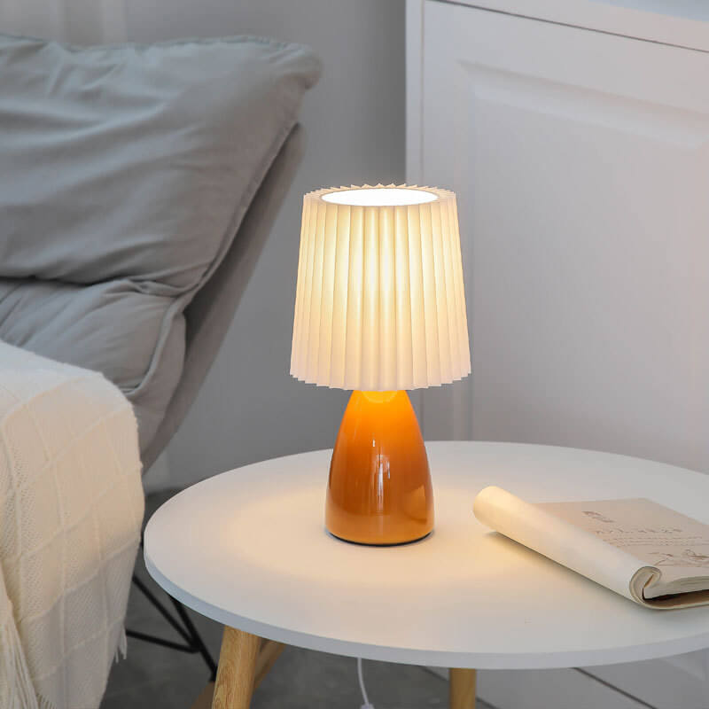 Nordische Glas-Faltenlampenschirm-Tischlampe 1-Flammig