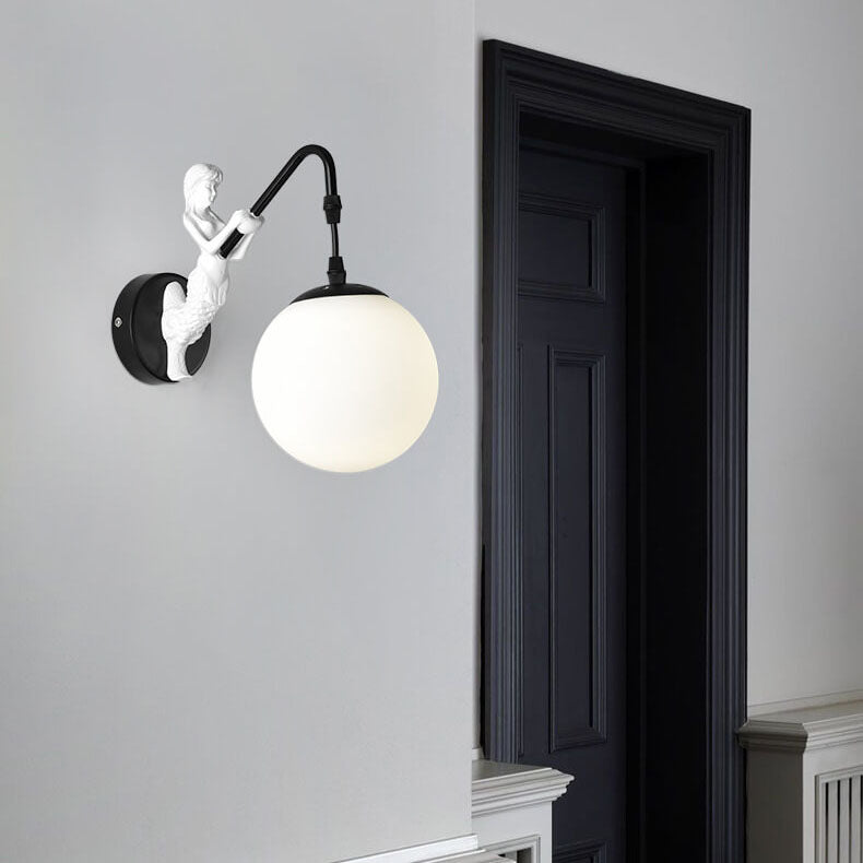 Aplique de pared vintage con globo de vidrio de sirena de 1 luz