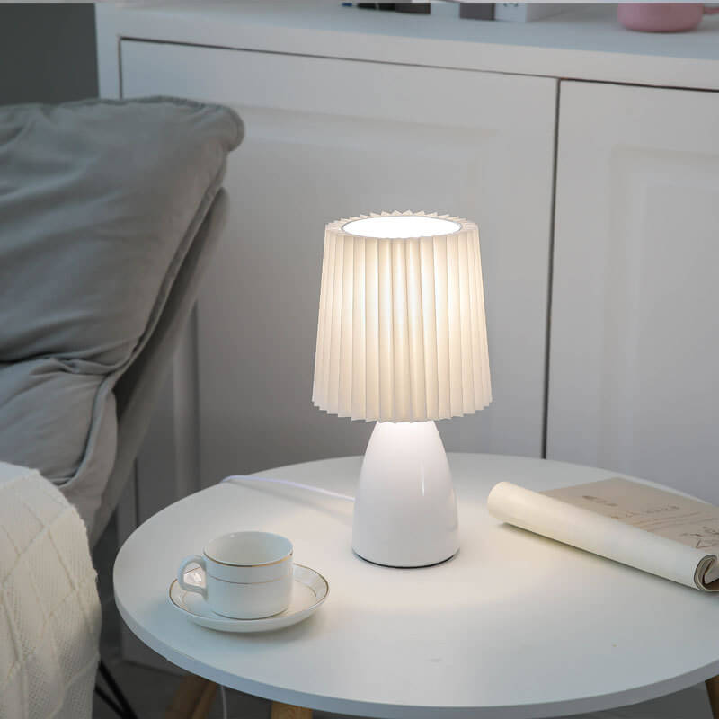 Nordic Glass Pleated Shade Table Lamp 1-Light