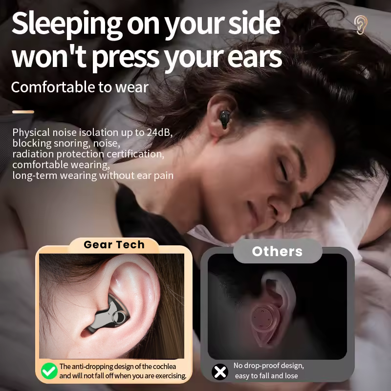 Auriculares inalámbricos invisibles para dormir con cancelación de ruido para quienes duermen de lado