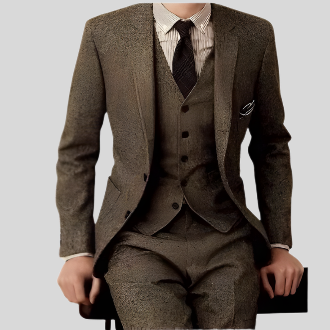 Pantalones de traje de tres piezas para hombre, corte slim