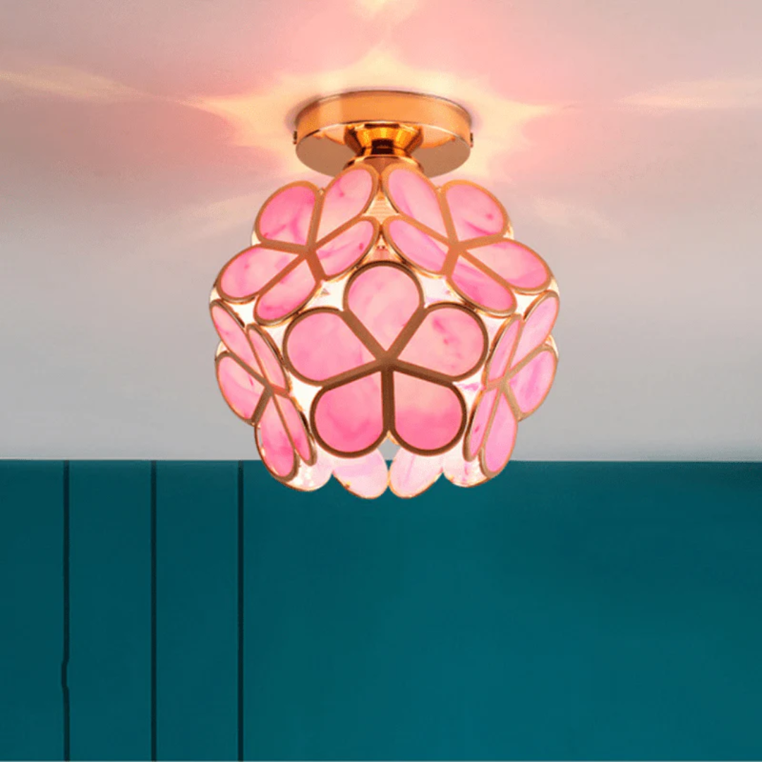Lámpara de techo vintage floral de 1 luz