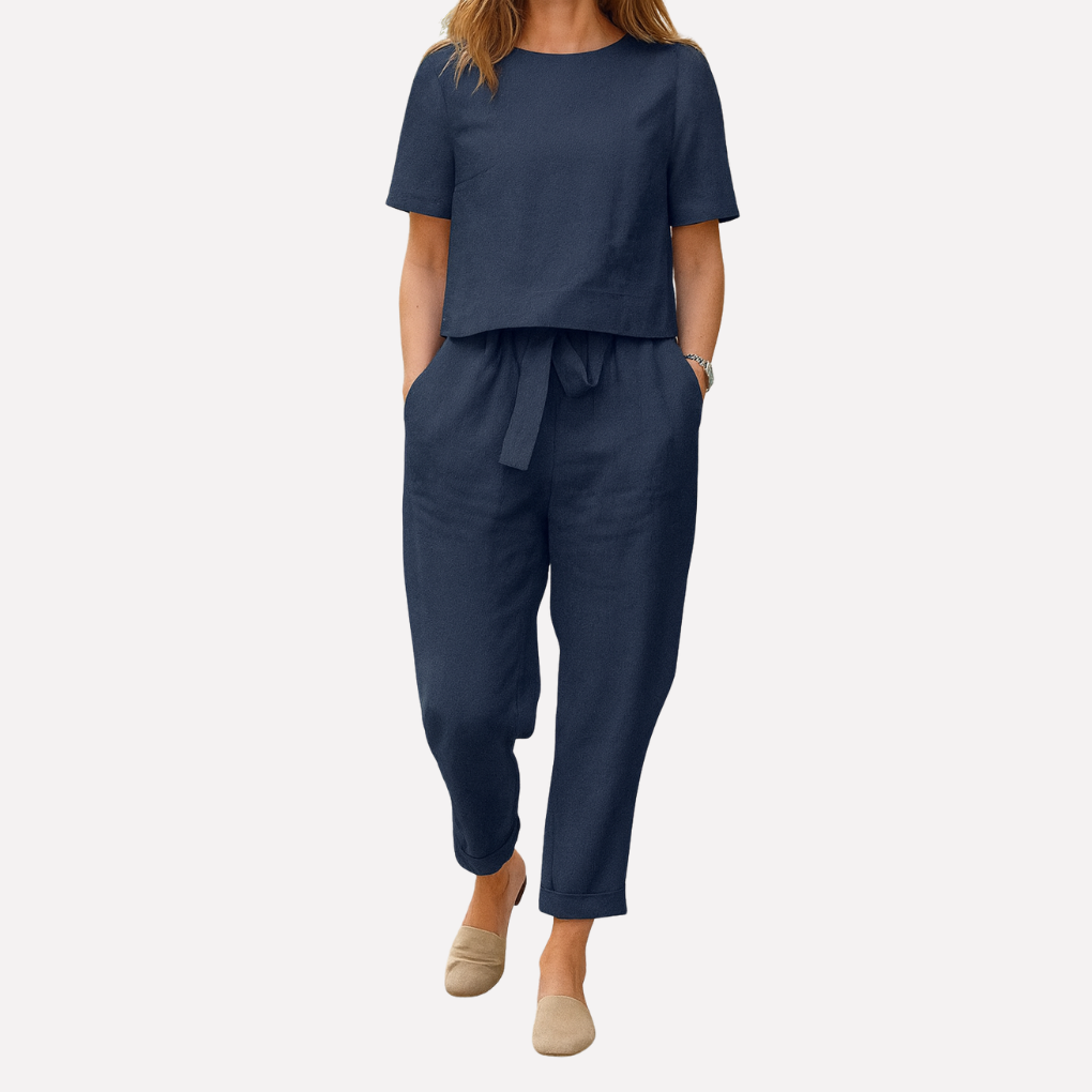 Women’s Casual Long-Sleeve Top & Trousers Set