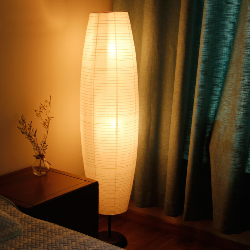 Lámpara de pie de columna de papel de arroz nórdico de 2 luces