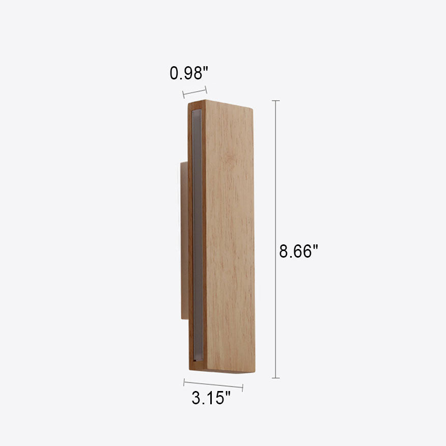 Applique da parete rettangolare LED in legno giapponese