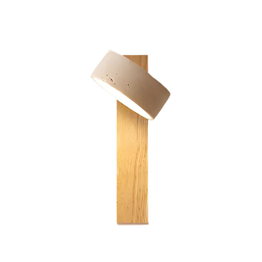 Wabi-Sabi Travertin-Holz LED-Wandleuchte 1-flammig