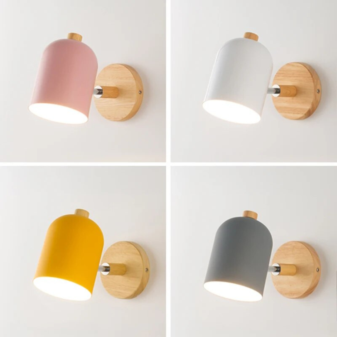 Skandinavische Holz-Zylinder LED-Wandleuchte 1-flammig