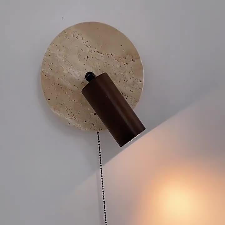 Aplique de pared giratorio de madera de travertino moderno LED de 1 luz