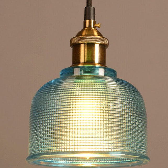 Lampadario vintage in vetro testurizzato a 1 luce