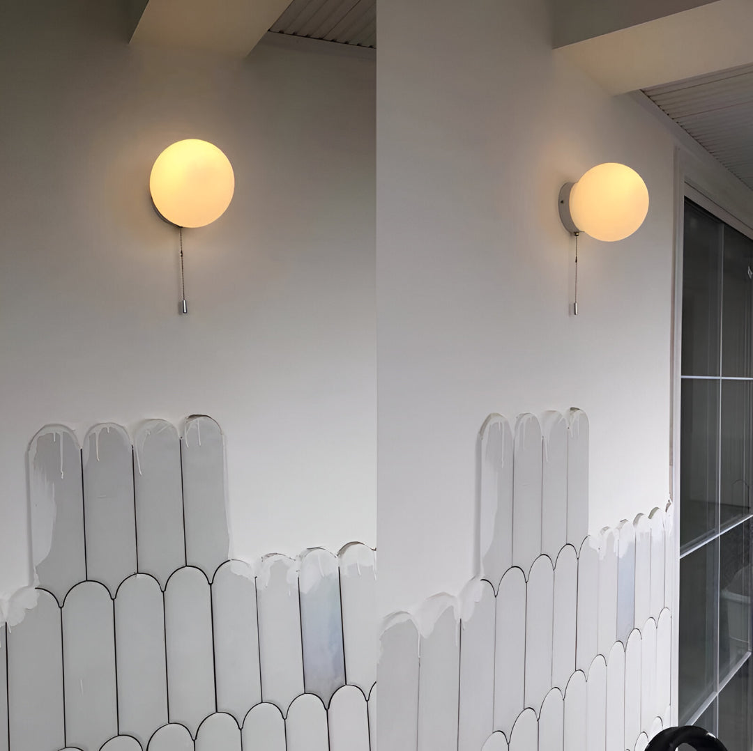 Applique da parete nordica minimalista con globo di vetro LED 1 luce con cordicella