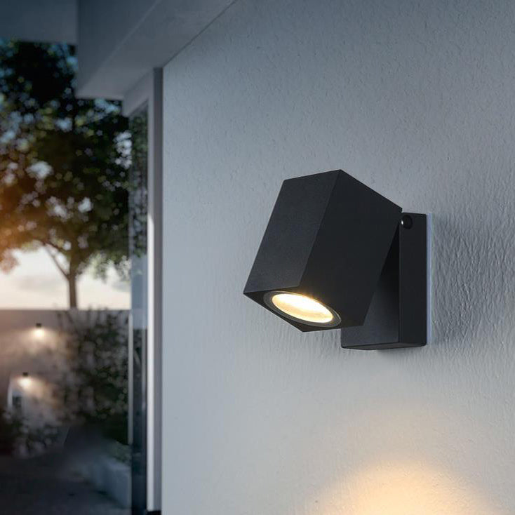 Aplique de pared exterior moderno cuadrado LED ajustable 1 luz