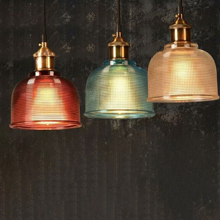 Lampadario vintage in vetro testurizzato a 1 luce