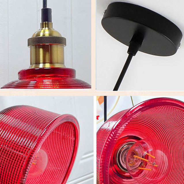 Lampadario vintage in vetro testurizzato a 1 luce