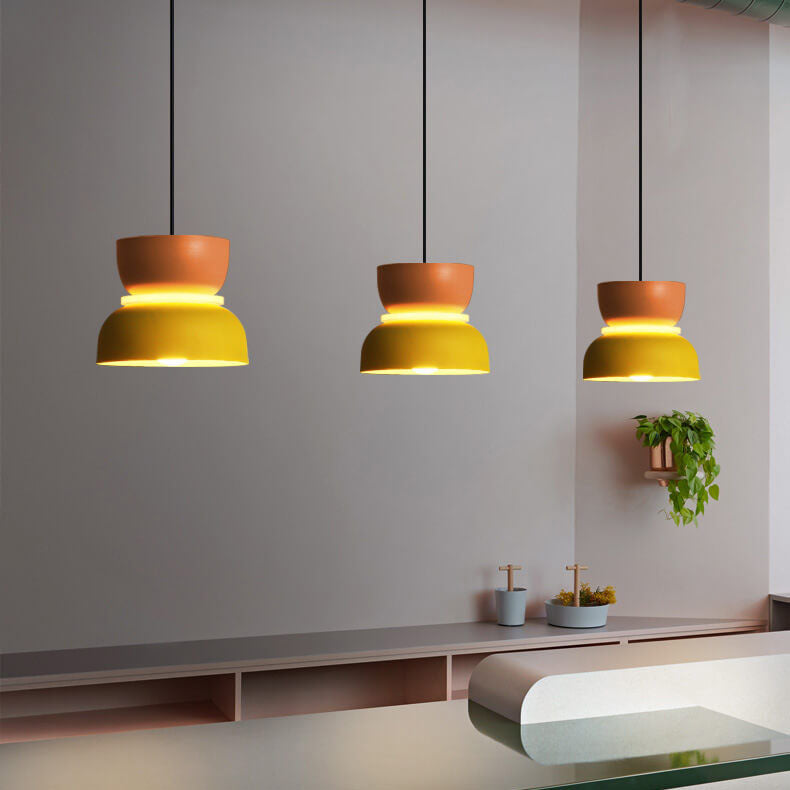 Lámpara colgante LED con cúpula bicolor de aleación de zinc nórdica de 1 luz