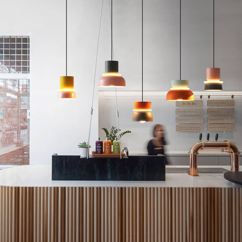 Lámpara colgante LED con cúpula bicolor de aleación de zinc nórdica de 1 luz