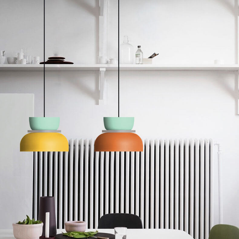 Lámpara colgante LED con cúpula bicolor de aleación de zinc nórdica de 1 luz