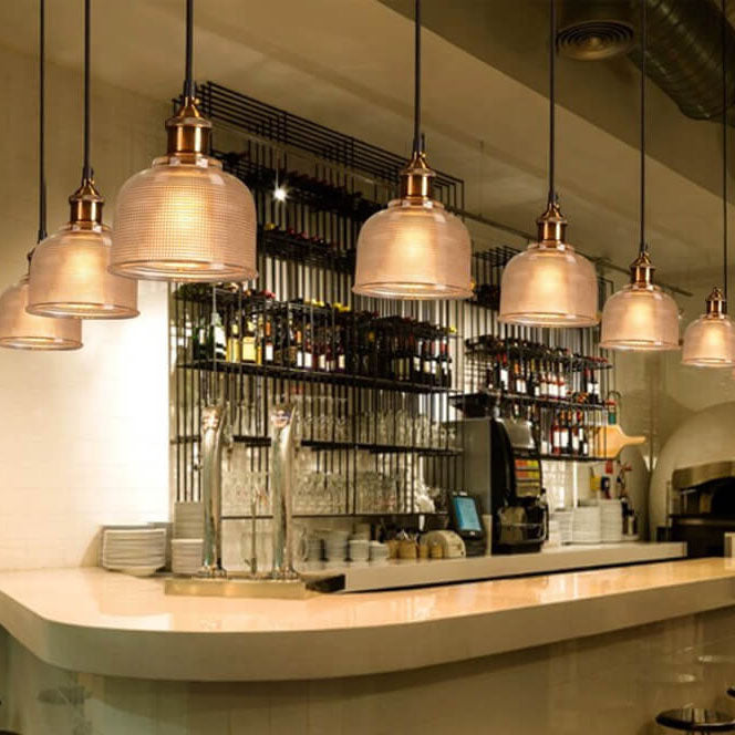 Lampadario vintage in vetro testurizzato a 1 luce