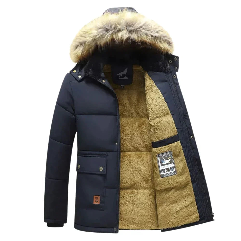 Parka invernale da uomo con cappuccio staccabile