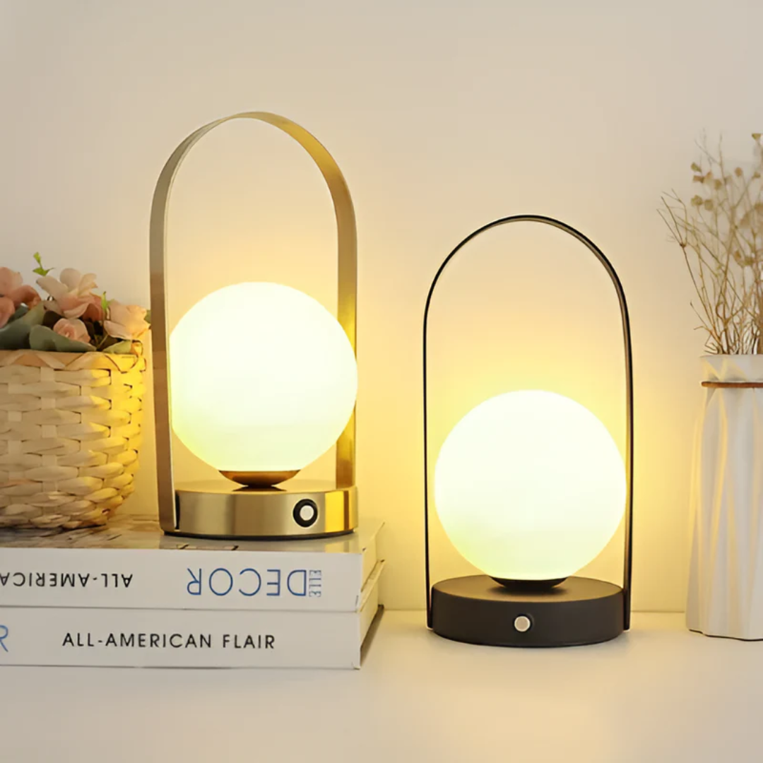 Moderne Metaal en Glas Bol LED Oplaadbare Tafellamp 1-Licht