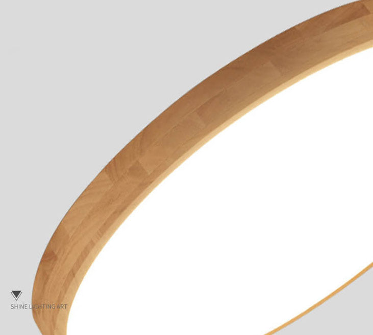 Plafoniera ultra sottile rotonda in legno massello nordico LED 1 luce