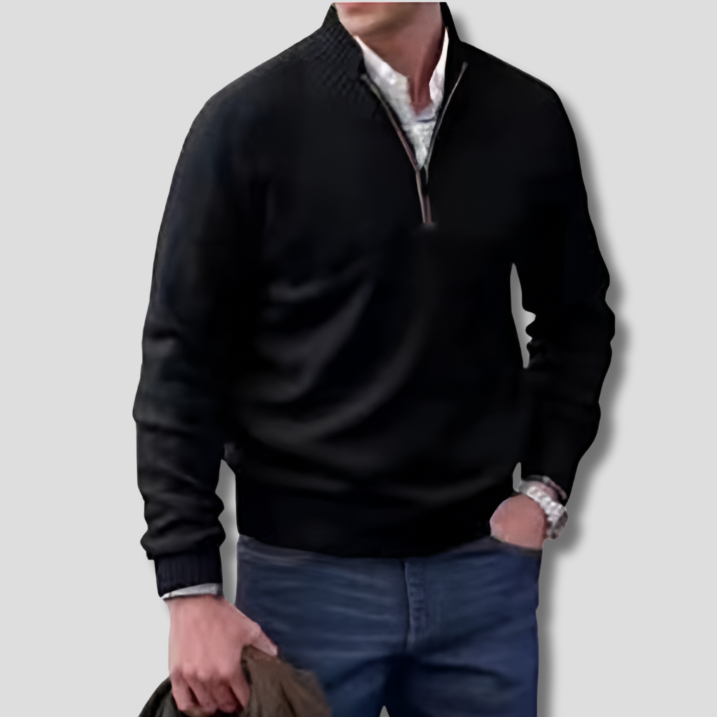 Suéter para Hombre con Media Cremallera – Opción Elegante para Capas