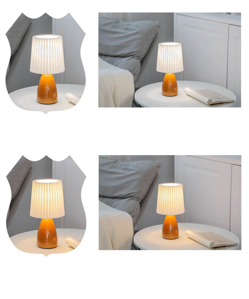 Nordische Glas-Faltenlampenschirm-Tischlampe 1-Flammig