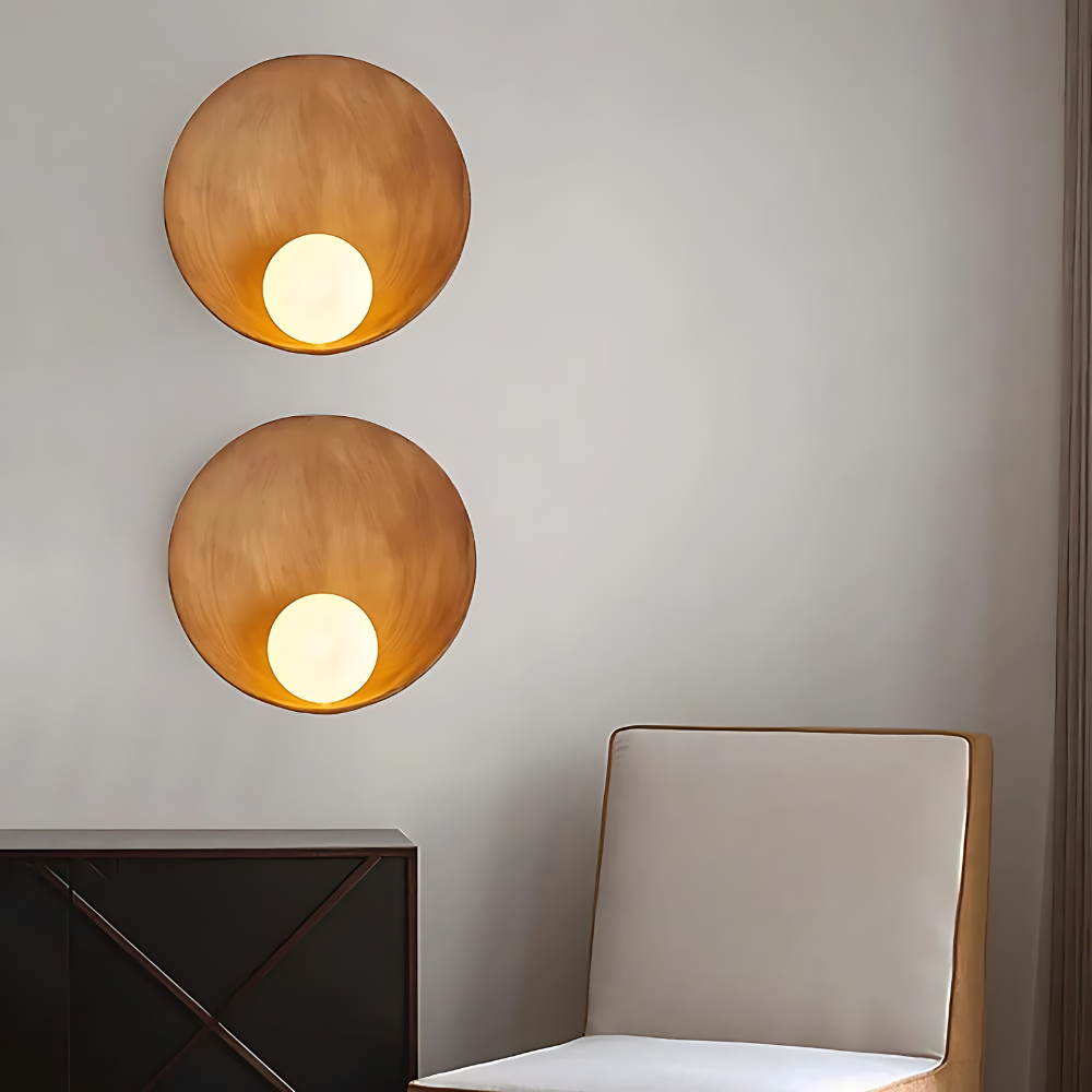 Applique da parete moderno Japandi in resina a forma di ciotola G9 1 luce