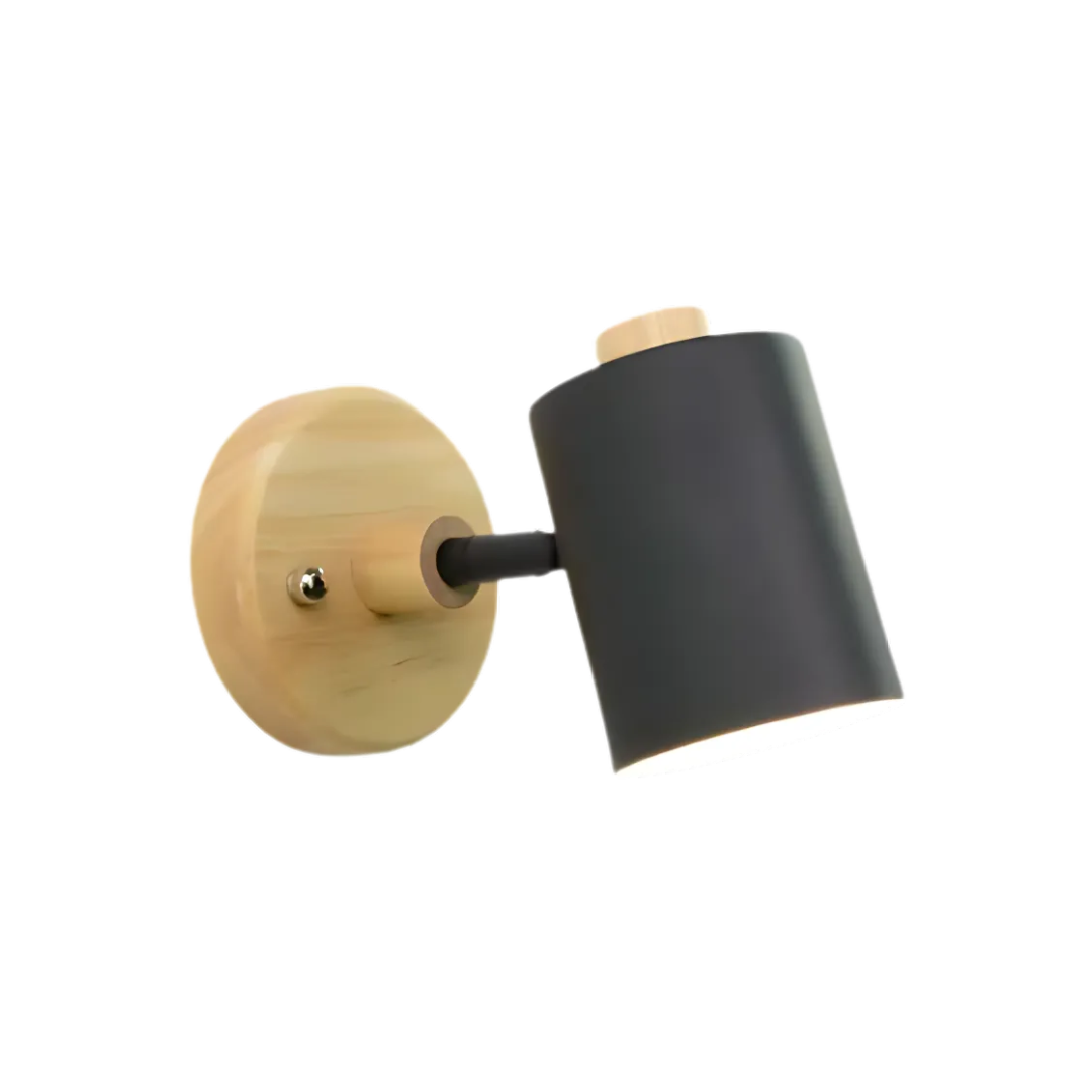 Moderne minimalistische Holz-Zylinder LED-Wandleuchte 1-flammig