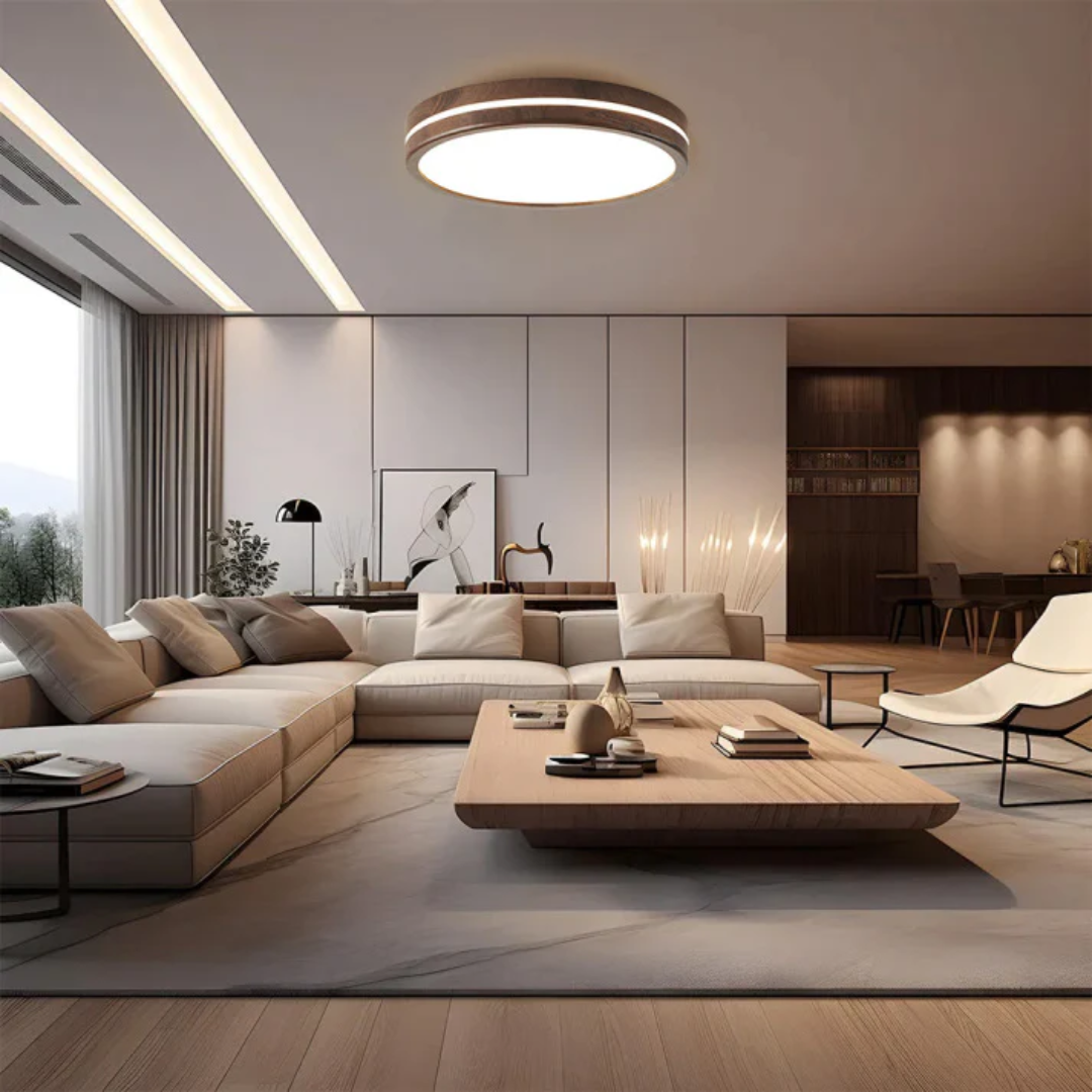 Moderne Houten LED Plafondlamp 1-Licht