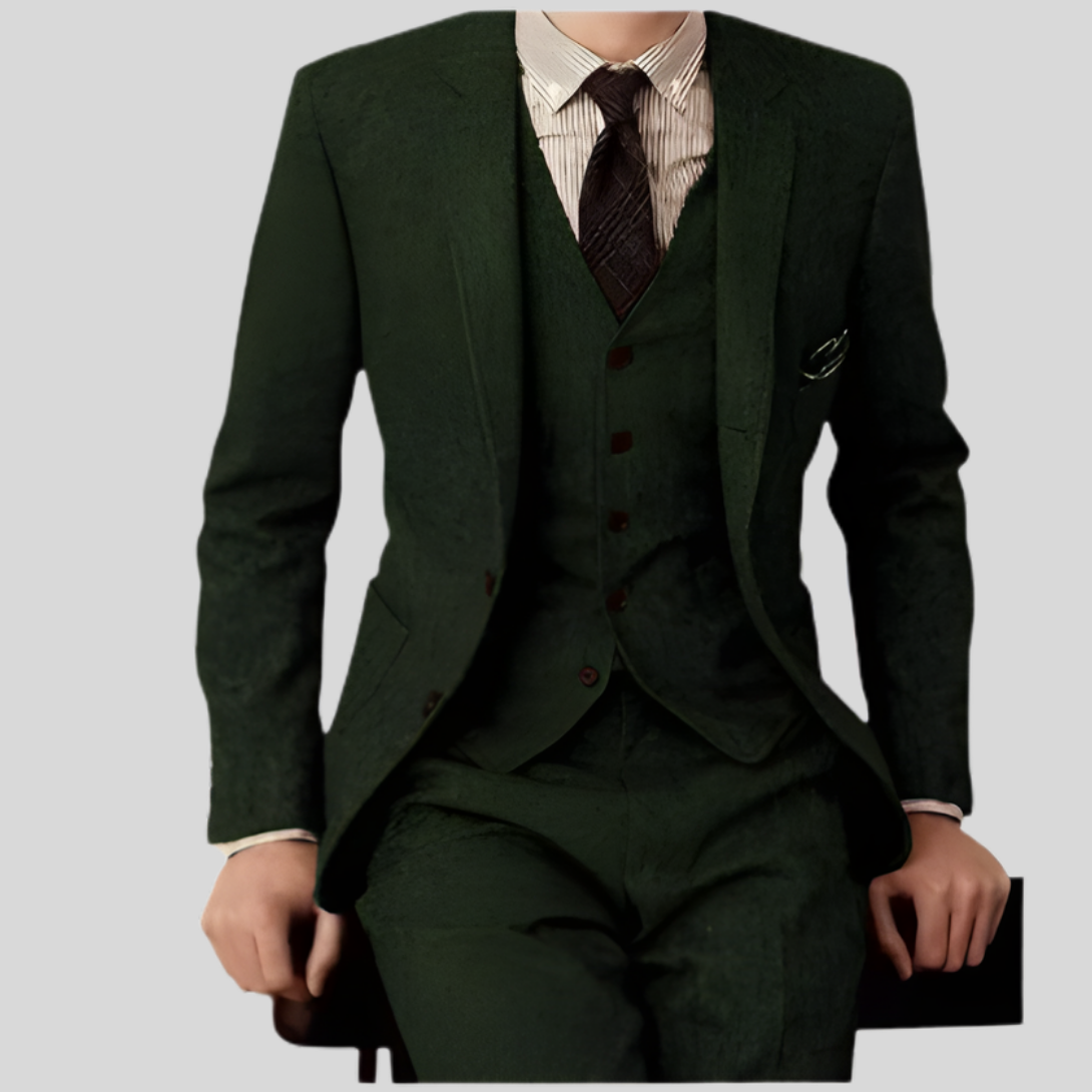 Pantalones de traje de tres piezas para hombre, corte slim