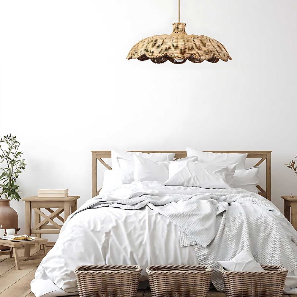 Boho Rattan Pendelleuchte LED 1-flammig