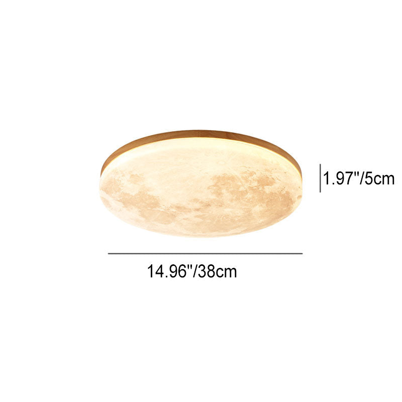 Nordic Wood & Pvc Round LED Flush Mount Ceiling Light 1-light
