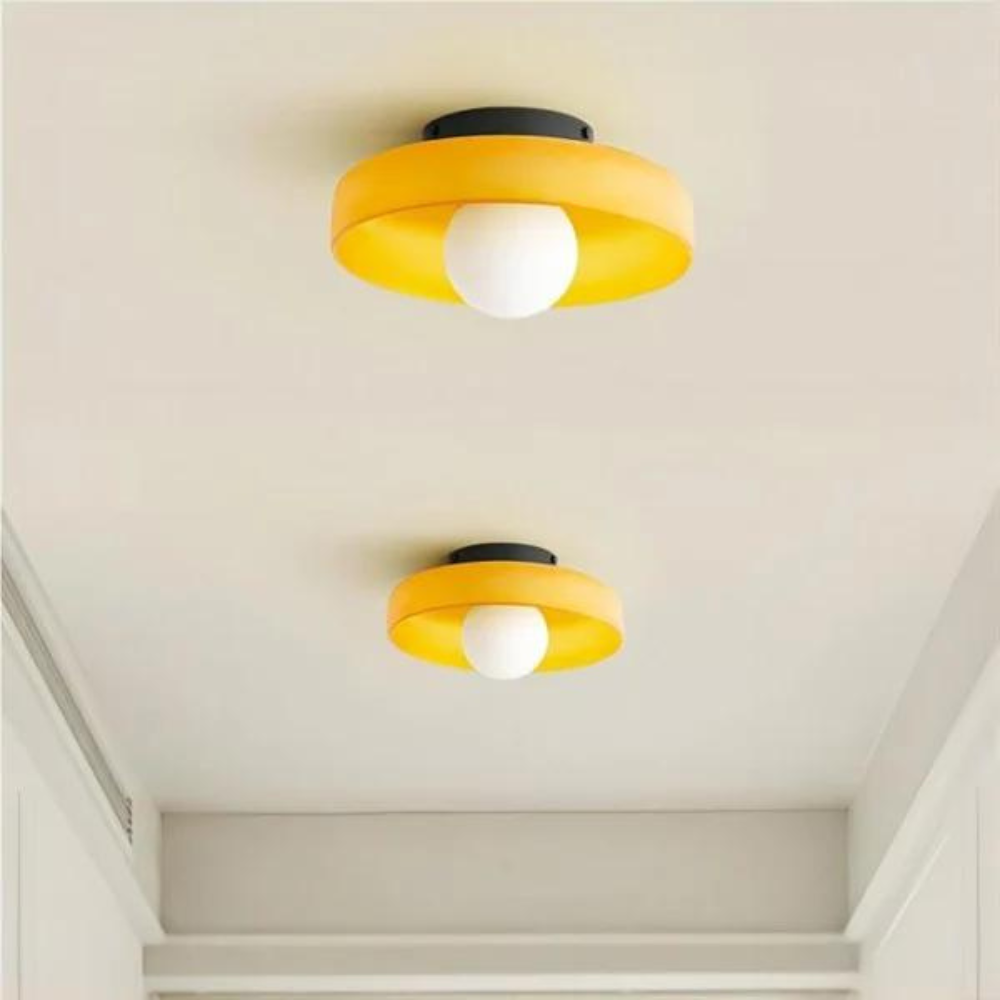 Lampada da parete e soffitto a disco d'oliva in vetro nordico LED 1 luce