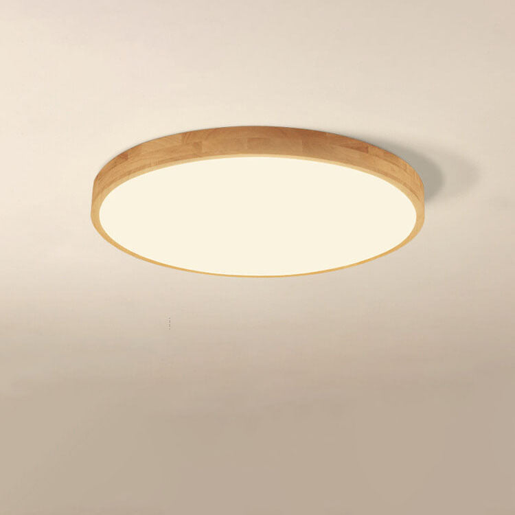 Lámpara de techo LED empotrada ultra delgada redonda de madera maciza nórdica de 1 luz