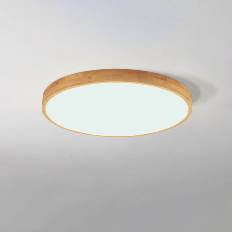 Plafoniera ultra sottile rotonda in legno massello nordico LED 1 luce