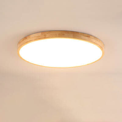 Plafoniera ultra sottile rotonda in legno massello nordico LED 1 luce