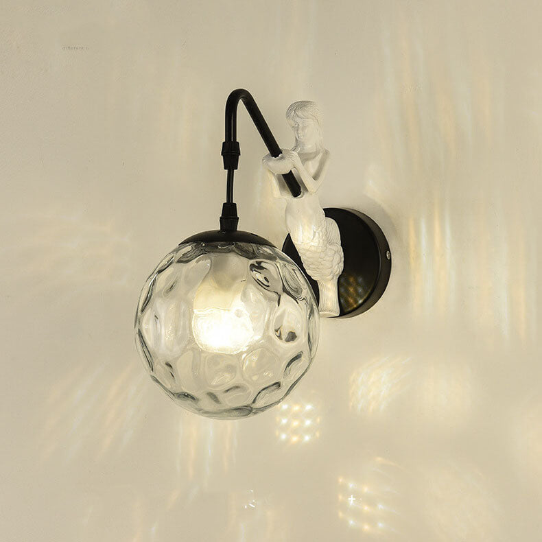 Aplique de pared vintage con globo de vidrio de sirena de 1 luz