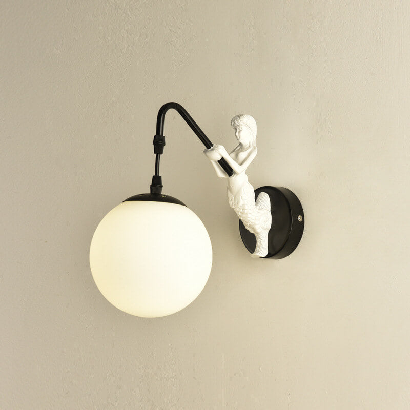 Aplique de pared vintage con globo de vidrio de sirena de 1 luz