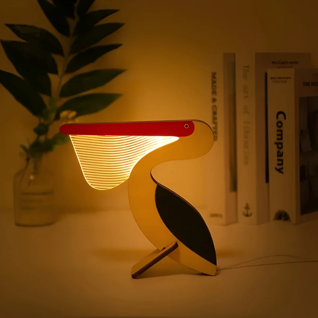 Nordische Holz Tier LED Tischlampe 1-Flammig