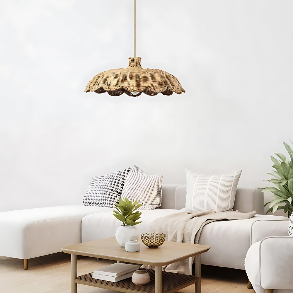 Boho Rattan Pendelleuchte LED 1-flammig