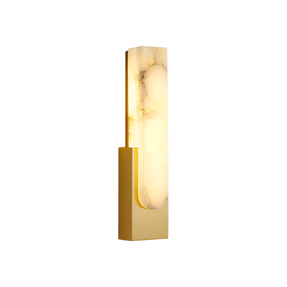 Moderne Alabaster-Effekt messingfarbene LED-Wandleuchte 1-flammig