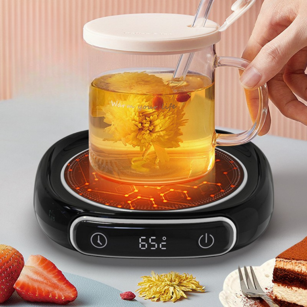 USB Intelligente Kaffeewärmer-Matte, kompakter Getränkewärmer mit Sicherheitstimer für Zuhause & Büro