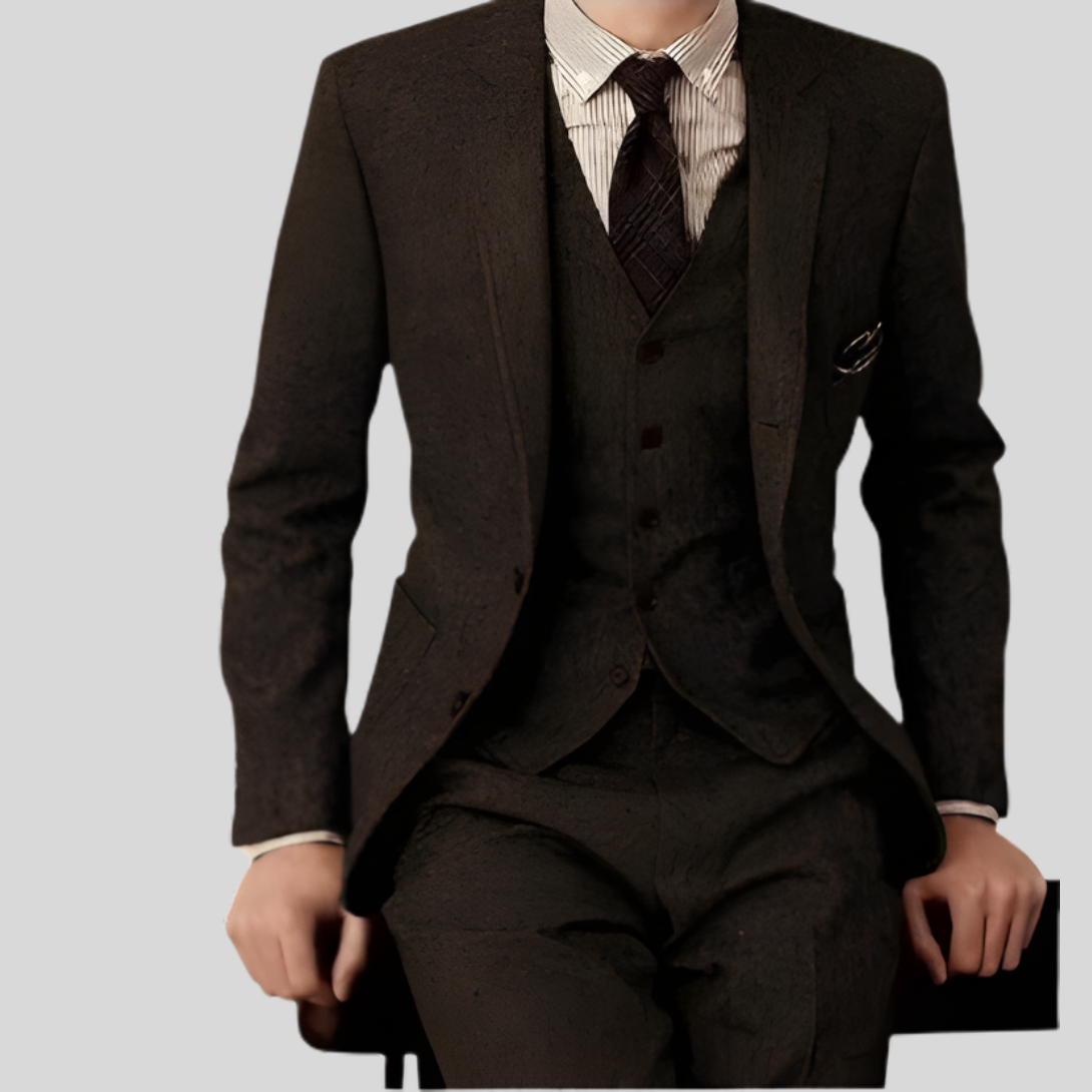 Pantalones de traje de tres piezas para hombre, corte slim