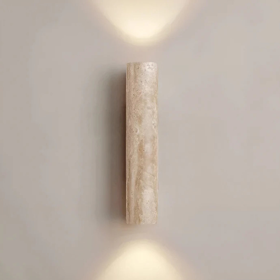 Moderne minimalistische Travertin-Marmor Zylinder LED-Wandleuchte 2-flammig