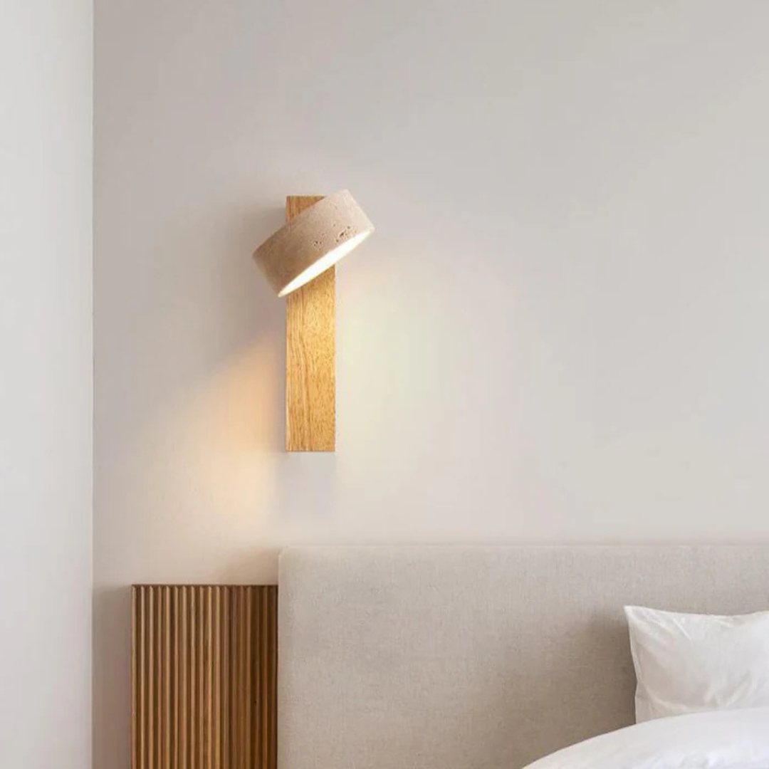 Applique da parete in travertino e legno Wabi-Sabi LED 1 luce