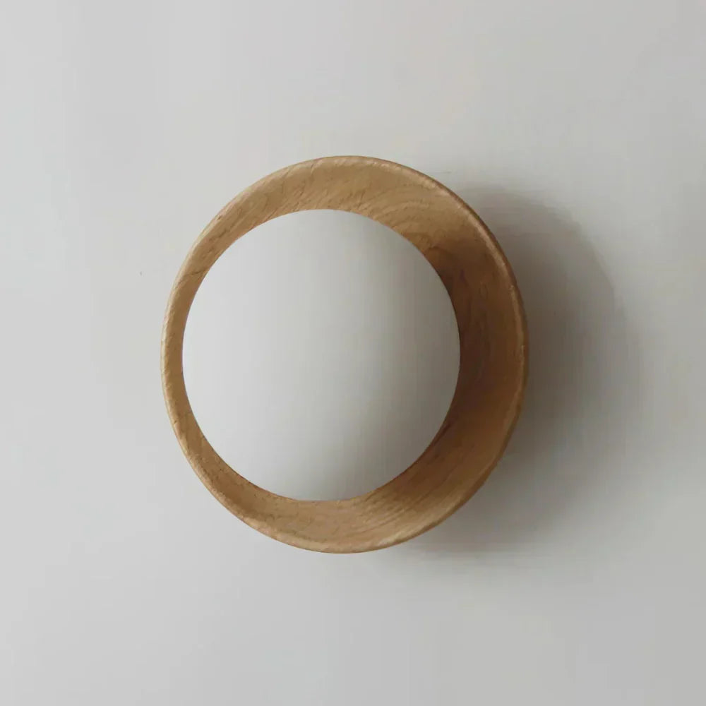 Applique da parete a globo in legno nordico LED 1 luce