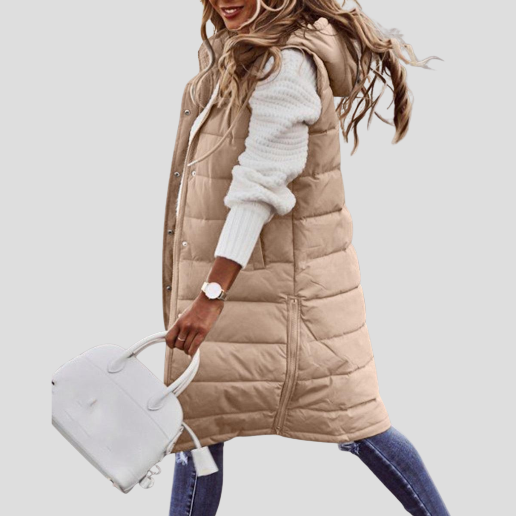 Chaleco Largo con Capucha para Mujer