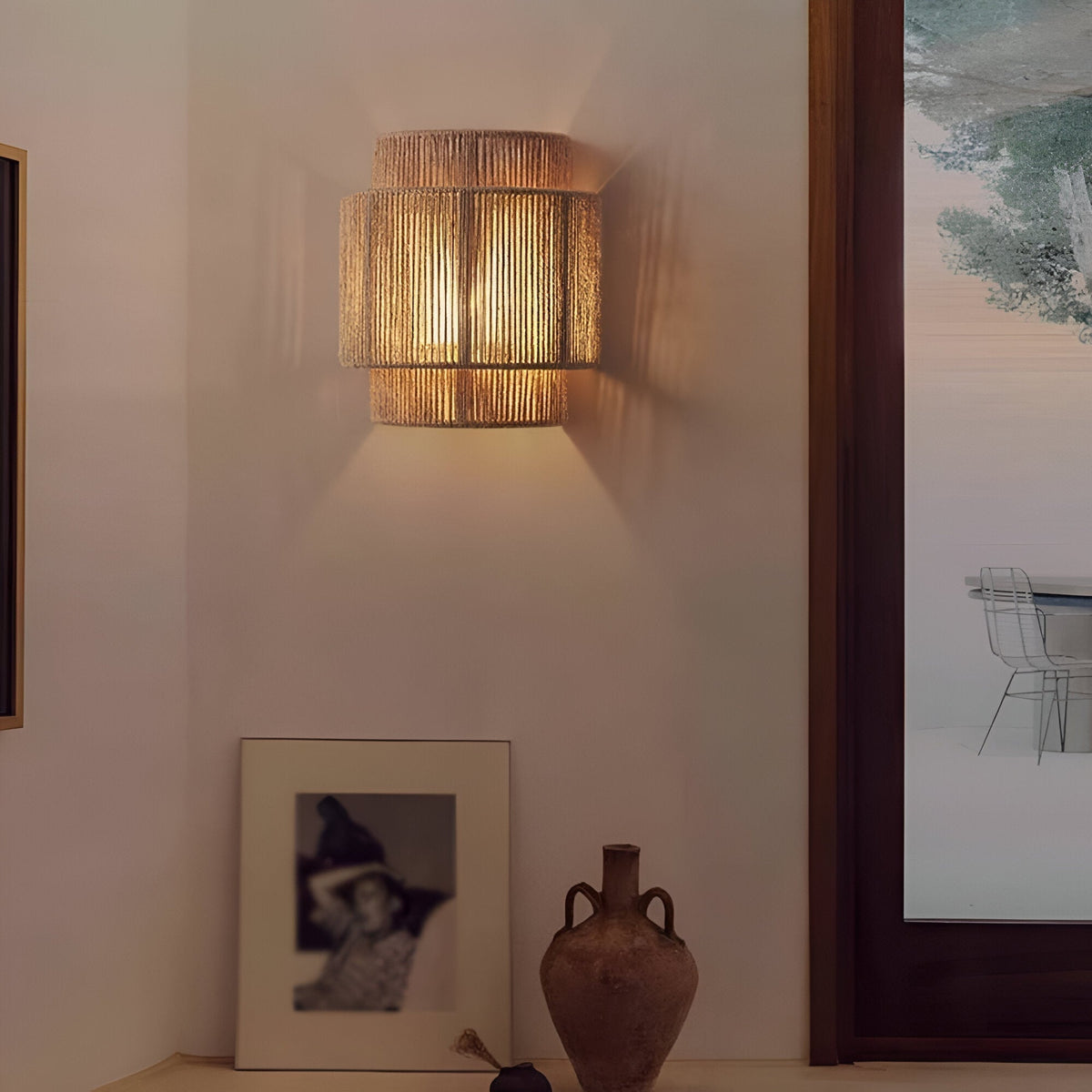 Vintage Boho handgewebter Seil Wandleuchter LED 1-Flammig