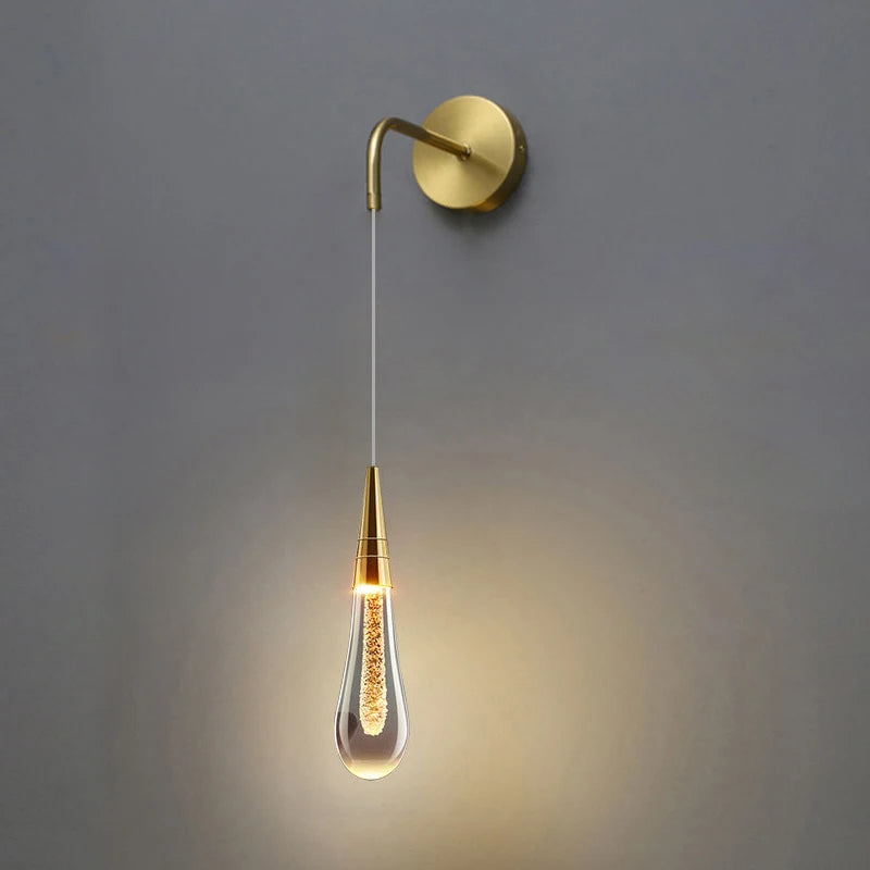Aplique de pared LED moderno con gotas de lluvia de vidrio 1 luz